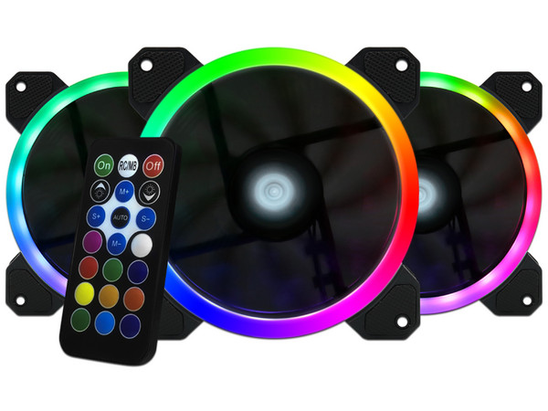 Kit de 3 Ventiladores Game Factor FKG400, iluminación RGB, 120mm, control de iluminación inalámbrico.