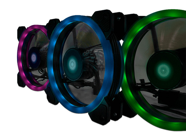 Kit de 3 Ventiladores Game Factor FKG400, iluminación RGB, 120mm, control de iluminación inalámbrico.