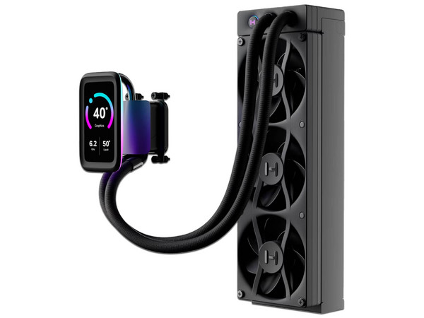 Sistema de Enfriamiento Líquido HYTE THICC Q80 TRIO, 360mm, ARGB, Pantalla LCD. Color Negro.