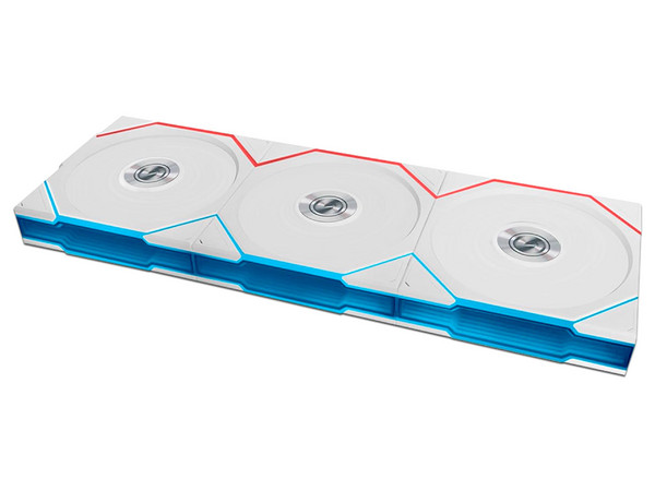 Kit de 3 Ventiladores Lian Li UNI FAN TL, 120mm, RGB, Hasta 2300 RPM, Aspas Invertidas, Con Controlador, Inalámbricos, Color Blanco.