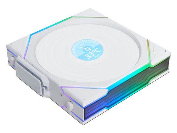 Ventilador Lian Li UNI FAN TL120 LCD, 120mm, RGB, Hasta 2100 RPM, Aspas Invertidas, Inalámbrico, Color Blanco.
