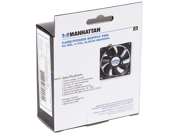 Ventilador para Gabinete Manhattan, 80 mm.