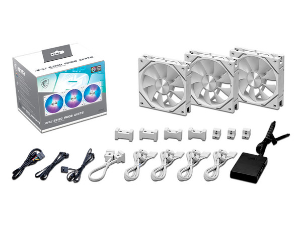 Kit de 3 Ventiladores MSI EZ120 de 120mm, ARGB. Color Blanco.