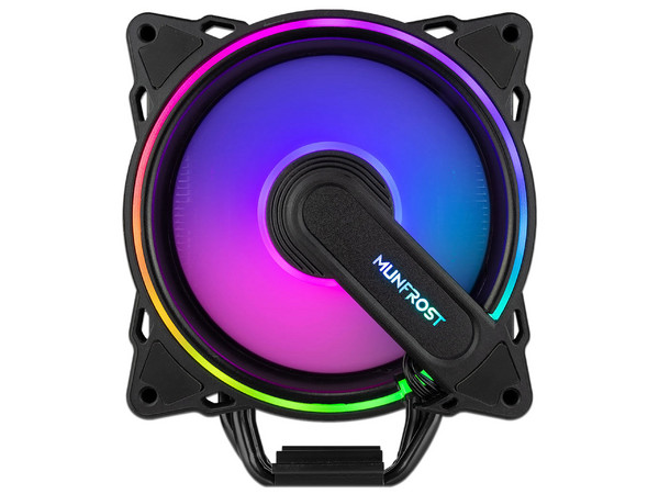 Disipador y Ventilador Munfrost Cold Storm ARGB, Ventilador Dual 120mm, 1800 RPM, Soporta Socket LGA 1700, 1366 y AMD AM4, Color Negro.