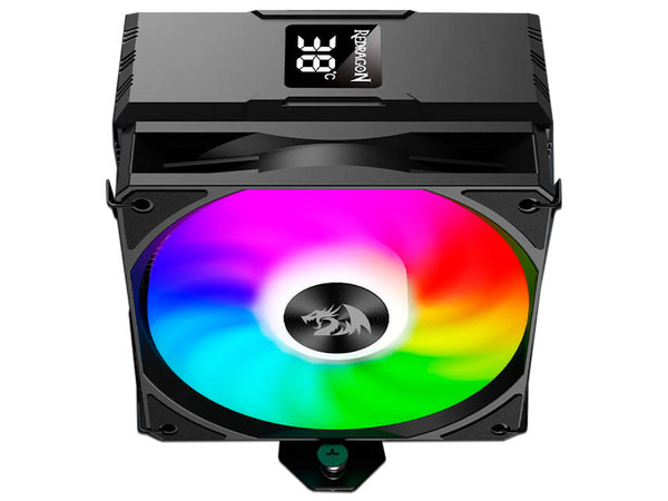 Disipador y Ventilador Redragon CC-1013, Pantalla Digital, Iluminación ARGB, Soporta Socket AM4 / AM5, LGA 1700 / 1851. Color Negro.