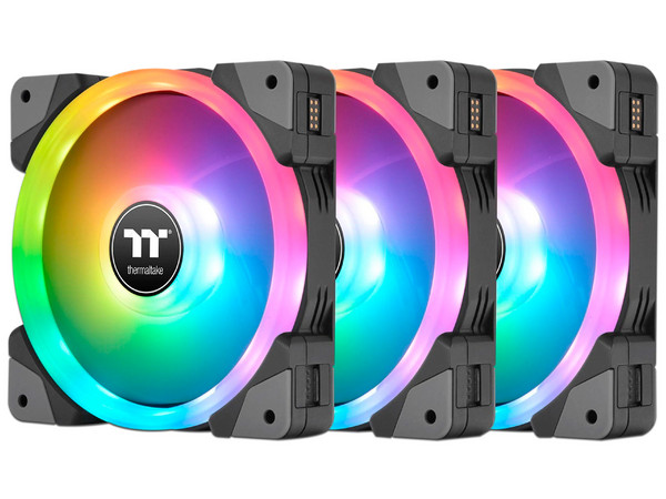 Kit de 3 Ventiladores Thermaltake Swafan EX12 RGB de 120mm. Color Negro.