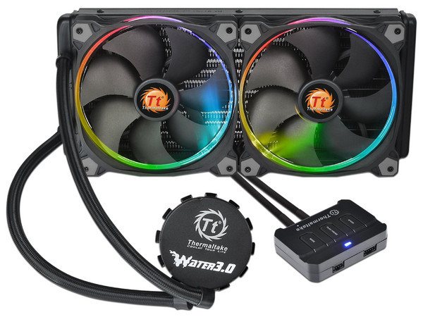 Sistema de enfriamiento líquido Thermaltake Agua 3.0 Riing RGB 280 con 2 ventiladores.