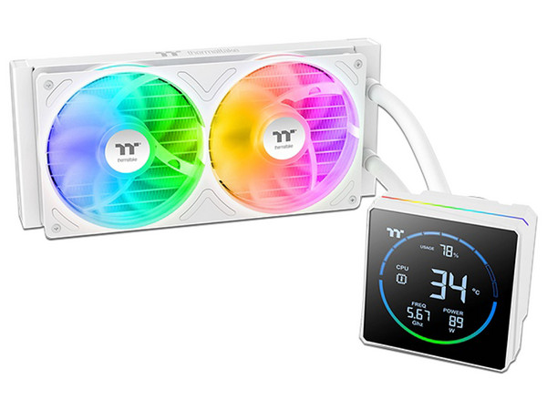 Sistema de Enfriamiento Líquido Thermaltake TH240-S V3 ARGB, Pantalla LCD, 240mm. Color Blanco.
