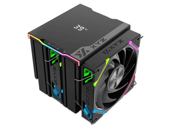 Disipador y Ventilador XYZ Thermax 6 Pro Duo, Pantalla LED, 2000 RPM, Soporta Socket LGA 1700, 1366 y AMD AM4 y AM5, ARGB, Color Negro.