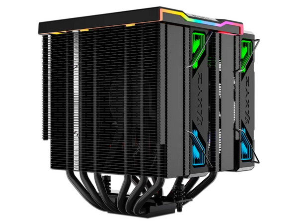 Disipador y Ventilador XYZ Thermax 6 Pro Duo, Pantalla LED, 2000 RPM, Soporta Socket LGA 1700, 1366 y AMD AM4 y AM5, ARGB, Color Negro.