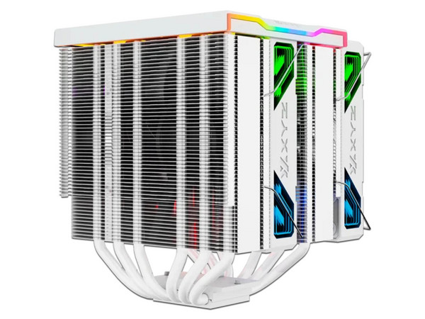 Disipador y Ventilador XYZ Thermax 6 Pro Duo, Pantalla LED, 2000 RPM, Soporta Socket LGA 1700, 1366 y AMD AM4 y AM5, ARGB, Color Blanco.