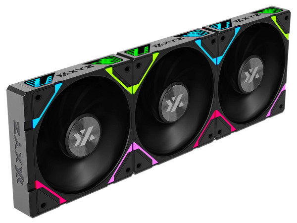Kit de 3 Ventiladores XYZ Vortex Pro, 120mm, 2000 RPM, ARGB, Aspas Invertidas, Color Negro.