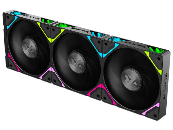 Kit de 3 Ventiladores XYZ Vortex Pro, 120mm, 2000 RPM, ARGB, Aspas Invertidas, Color Negro.