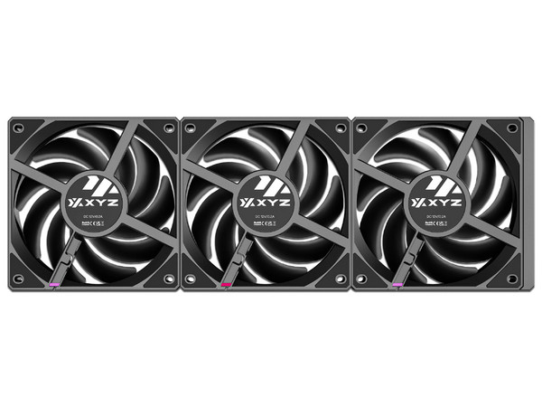 Kit de 3 Ventiladores XYZ Vortex Pro, 120mm, 2000 RPM, ARGB, Aspas Invertidas, Color Negro.