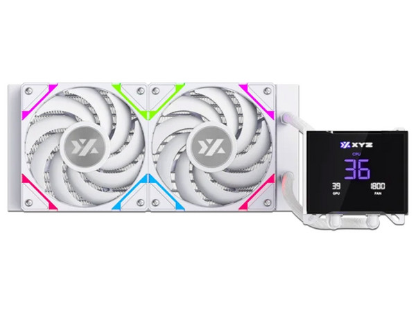 Sistema de Enfriamiento Líquido XYZ HydroTemp AIO de 240 mm, Velocidad de 2500 RPM, Iluminación ARGB, Pantalla Digital. Color Blanco.