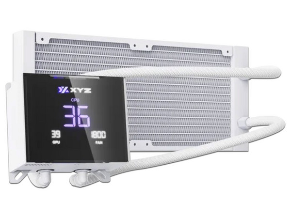 Sistema de Enfriamiento Líquido XYZ HydroTemp AIO de 240 mm, Velocidad de 2500 RPM, Iluminación ARGB, Pantalla Digital. Color Blanco.