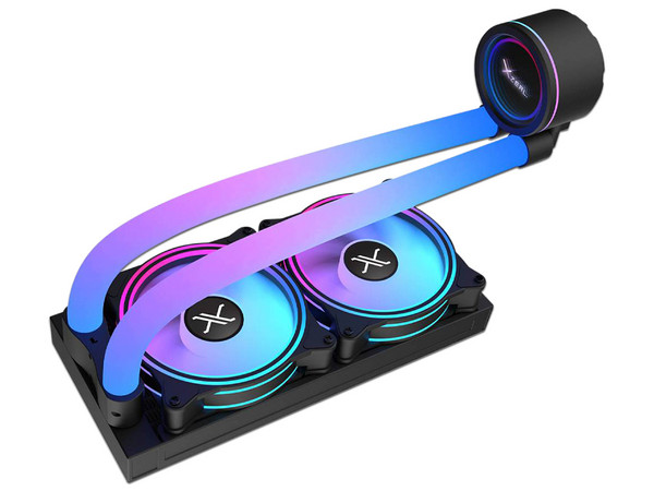 Enfriamiento Líquido Xzeal 240mm Redondo XZ413 para CPU, 2 Fans 120mm, Mangueras ARGB, Color Negro.