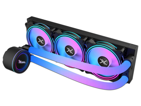 Enfriamiento Líquido Xzeal 360mm Redondo XZ414 para CPU, 3 Fans 120mm, Mangueras ARGB, Color Negro.