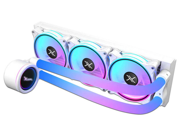 Enfriamiento Líquido Xzeal 360mm Redondo XZ414 para CPU, 3 Fans 120mm, Mangueras ARGB, Color Blanco.