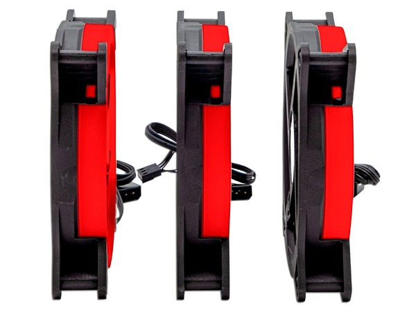 Kit de 3 Ventiladores Yeyian Typhoon con iluminación LED, 120 mm. Color Rojo.