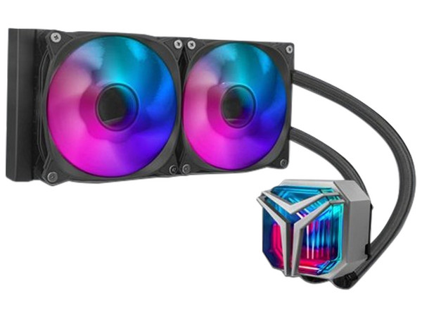 Enfriamiento Líquido Yeyian Infinity 240mm ARGB YTD-240AL-M1, sistema de refrigeración líquida para CPU con radiador de 240mm, iluminación ARGB y compatibilidad con Intel y AMD.