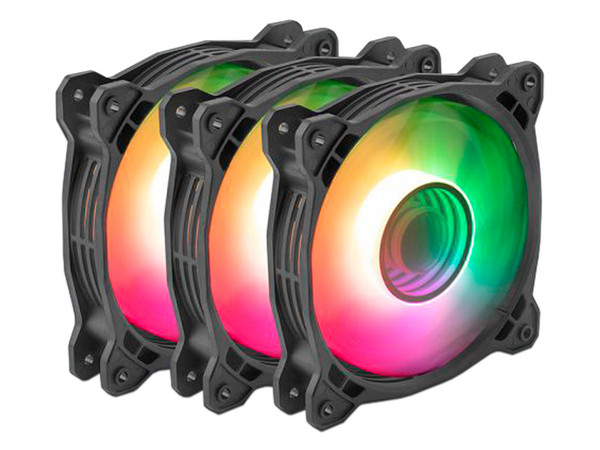 Kit de 3 Ventiladores ARGB Yeyian YTK-120AL-01 de 120mm, 1000RPM, Color Negro.
