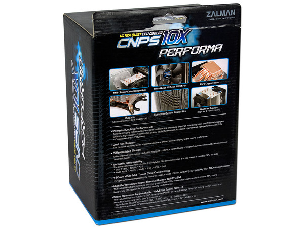 Disipador y Ventilador Zalman CNPS 10X Performa, soporta Socket Intel 1155, 1156, 1366, 775 y AMD FM2, FM1, AM3+, AM3, AM2+, AM2.