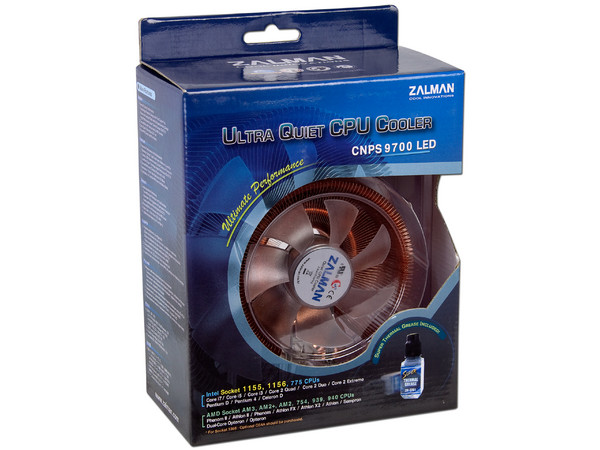 Disipador y Ventilador con LED Azul Zalman CNPS 9700 LED, soporta Socket 1156, 1155, 775, FM2, FM1, AM3+, AM3, AM2+ y AM2.