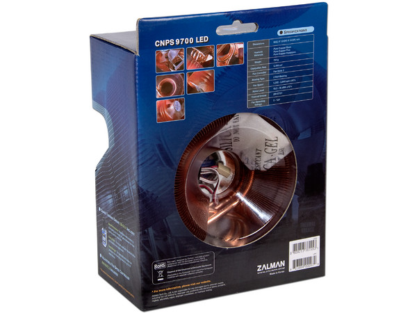 Disipador y Ventilador con LED Azul Zalman CNPS 9700 LED, soporta Socket 1156, 1155, 775, FM2, FM1, AM3+, AM3, AM2+ y AM2.