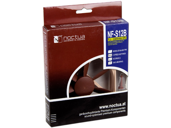 Ventilador Noctua NF-S12B FLX, 120 mm, con 3 ajustes de velocidad 1200/900/600 RPM.