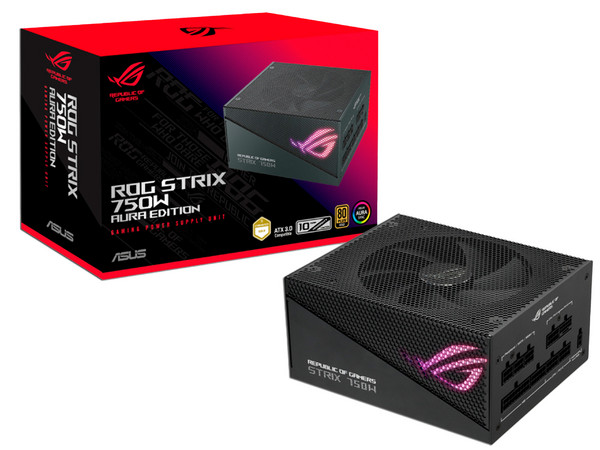 Fuente de Poder Modular ASUS ROG Strix Gold Aura Edition de 750W, ATX, 80 PLUS Gold, ARGB.