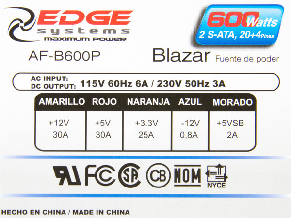Fuente de Poder Acteck Blazar de 600W, ATX, ventilador de 120mm con 4 LEDS de colores.