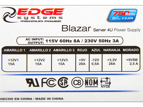 Fuente de Poder Acteck Blazar para Servidor 4U de 750W.