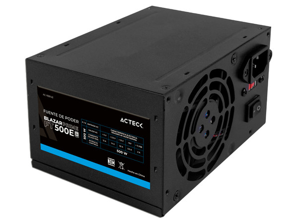 Fuente de Poder Acteck Blazar Prime FT500P de 500W, ATX. Color Negro.
