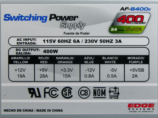 Fuente de Poder Acteck de 400W para Gabinete ATX