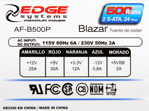 Fuente de Poder Acteck Blazar de 500W, ATX.