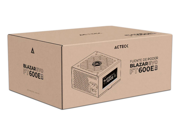 Fuente de Poder Acteck Blazar Evo FT600E de 600W, ATX. Color Negro. (Caja abierta)