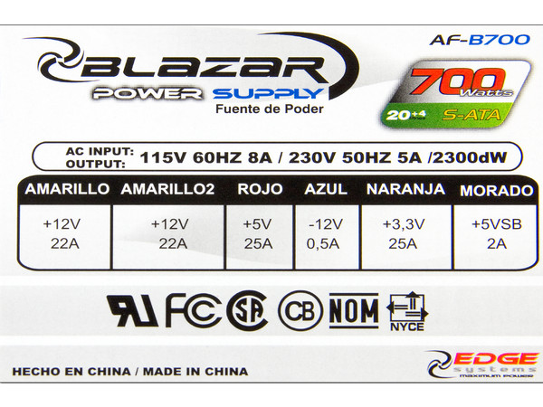 Fuente de Poder Acteck Blazar de 700W, ATX, ventilador de 120mm.