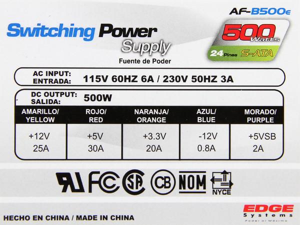 Fuente de Poder Acteck Blazar de 500W, ATX (OEM).