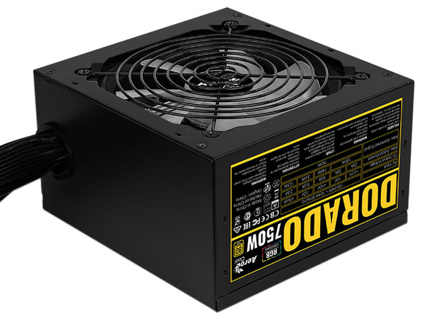 Fuente de Poder Aerocool Dorado ARGB de 750W, ATX, 80 PLUS Gold.