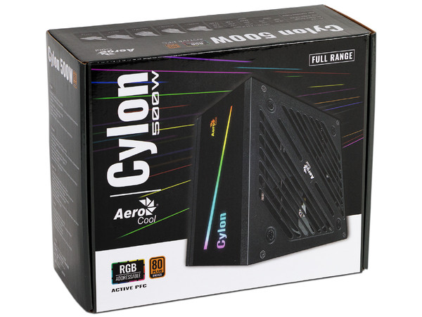 Fuente de Poder AeroCool Cylon RGB de 500W, ATX, 80 PLUS Bronze.