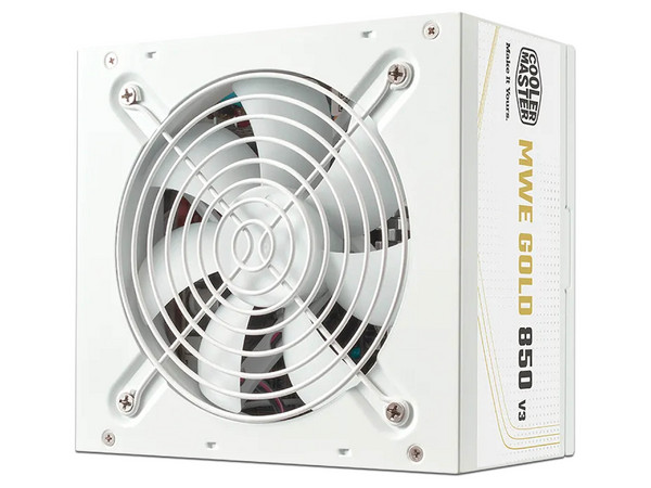 Fuente de Poder CoolerMaster MWE Gold V3 de 850W, 80 Plus Gold, Color Blanco.