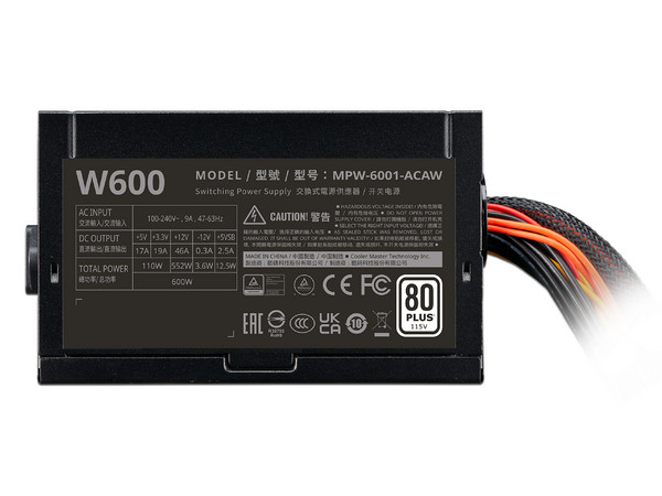 Fuente de Poder Cooler Master Elite Nex de 600W, ATX, 80 Plus.