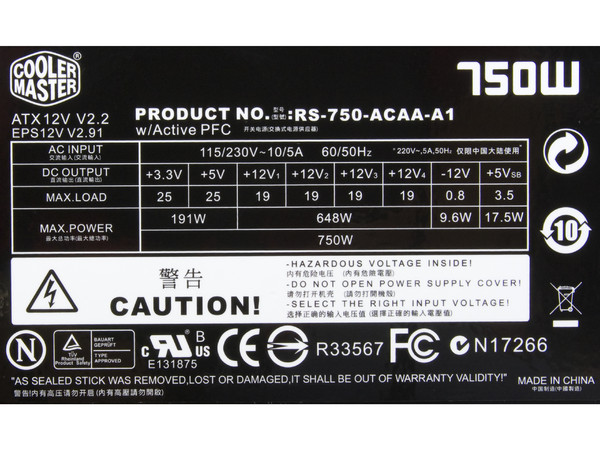 Fuente de Poder Cooler Master Real Power PRO de 750W.