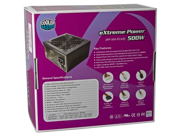 Fuente de Poder Cooler Master Extreme Power de 500W.