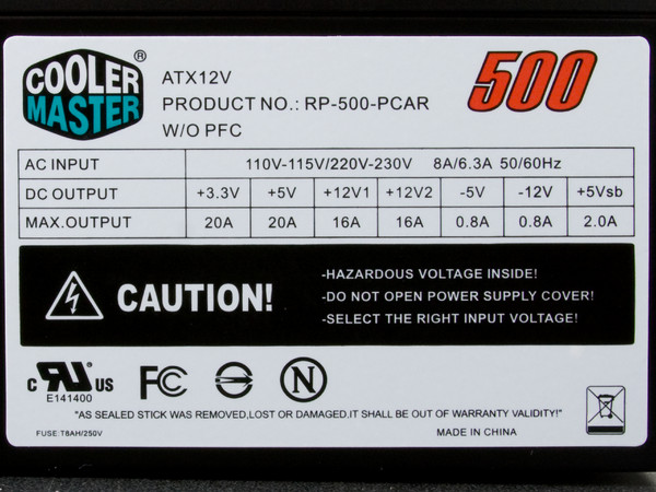 Fuente de Poder Cooler Master Extreme Power de 500W.