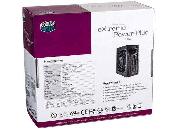 Fuente de Poder Cooler Master eXtreme Power Plus de 550W.