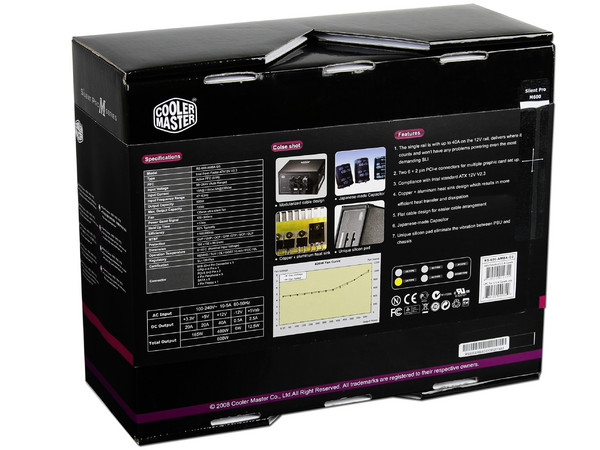 Fuente de Poder Cooler Master Silent Pro M de 600W.