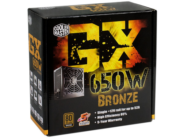 Fuente de Poder Cooler Master GX de 650W, ATX, 80 PLUS BRONZE.