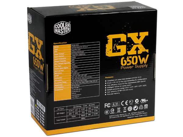 Fuente de Poder Cooler Master GX de 650W, ATX, 80 PLUS BRONZE.